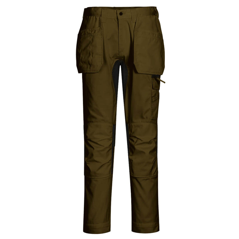 Portwest CD883 WX2 Eco Stretch Holster Trousers in olive green.
