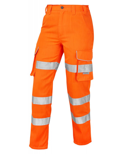 Leo Workwear Pennymoor grey and orange hi-vis vest for superior safety and workplace visibility