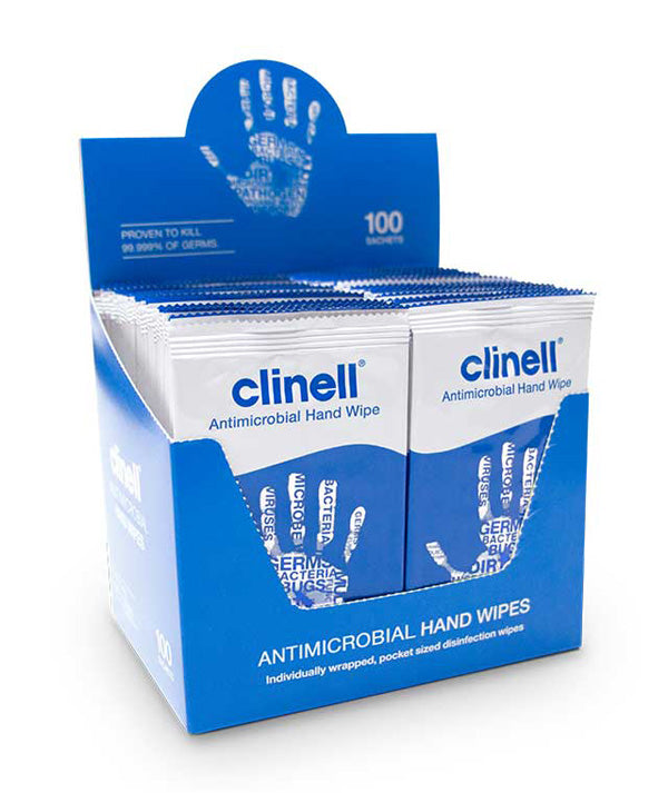 Clinell Antibacterial Hand Wipes Individually Wrapped - (Pack of 100)