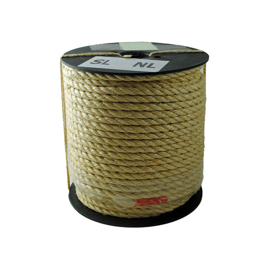 Natural 3 Strand Sisal Rope (Reel)  TQSL8NL - 73m 8mm Natural  3 strand