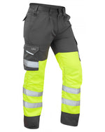 Bideford cargo work trouser in hi-vis yellow and grey for safety. - Image 8