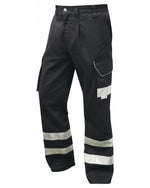Leo Workwear Ilfracombe Cargo Style Reflective Poly/Cotton Trousers - thumbnail 1