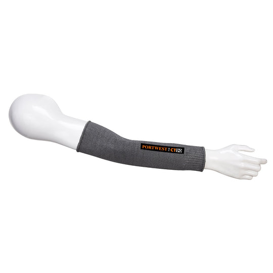 A grey Portwest CT Cut F7 Sleeve, model CT90GRR.