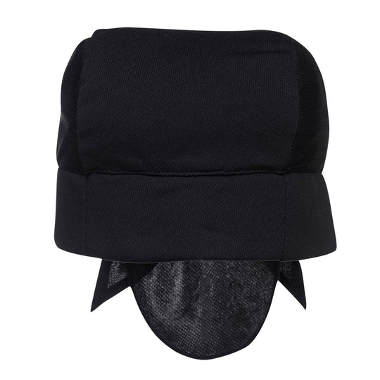 Black protective cap with detachable neck flap