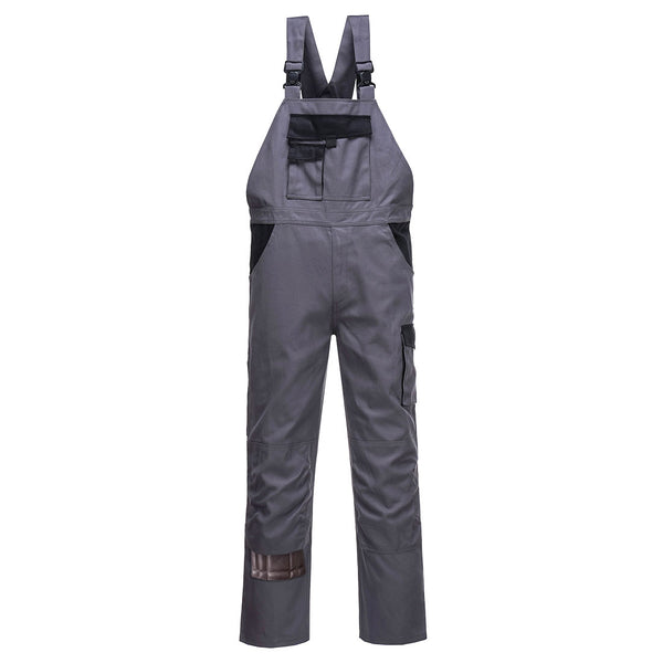 Portwest CW12 Warsaw Bib and Brace in classic Grey, constructed with durable Texo cotton.