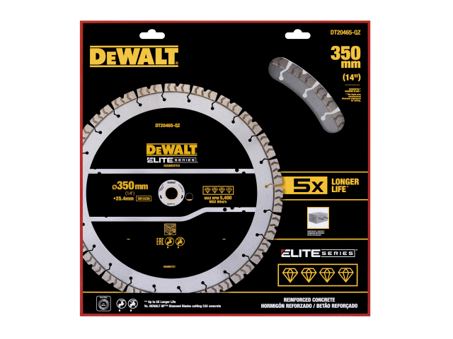 DEWALT ELITE SERIES Rebar Concrete Diamond Wheel 350 x 25.4mm