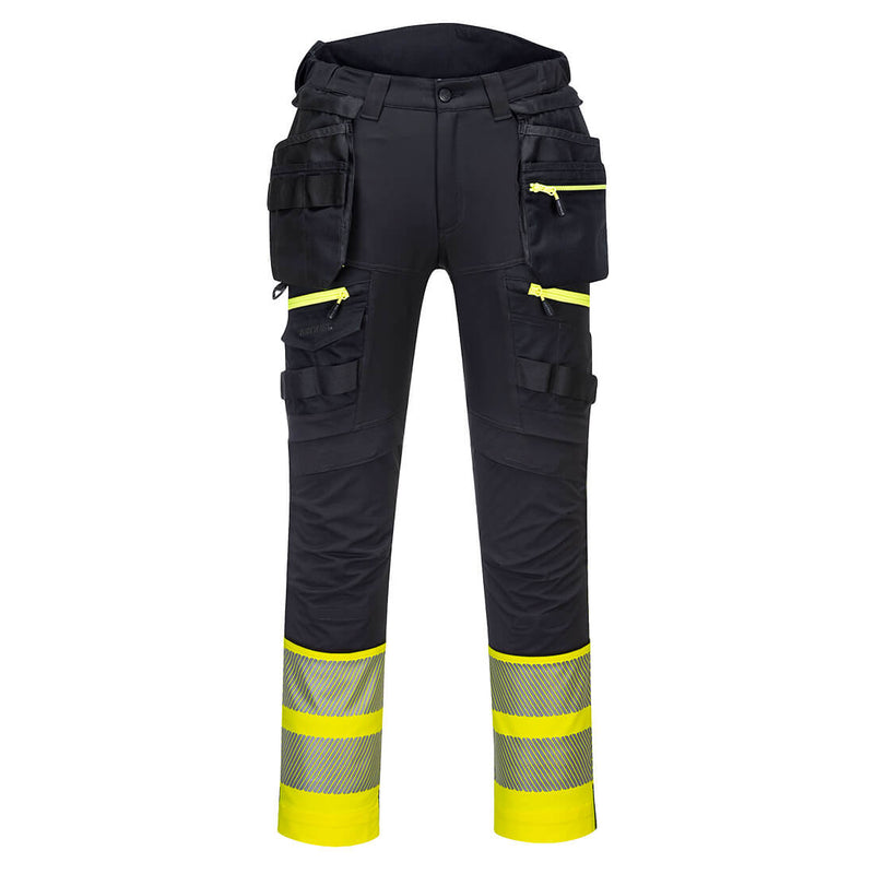 Portwest Hi-Vis Holster Pocket Trouser in yellow and black.