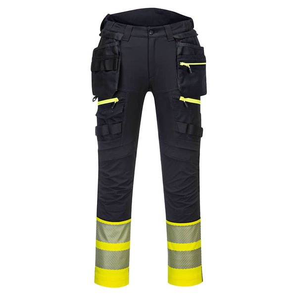 Portwest Hi-Vis Holster Pocket Trouser in yellow and black.