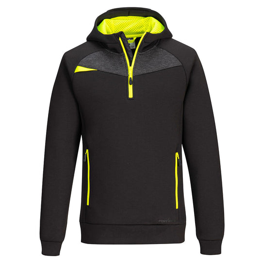 Comfortable black Portwest DX4 Quarter-Zip Hoodie versatile for active wear.