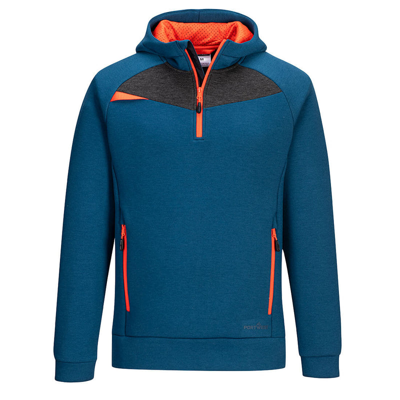 Stylish maroon Portwest DX4 Quarter-Zip Hoodie perfect for casual or work layering.