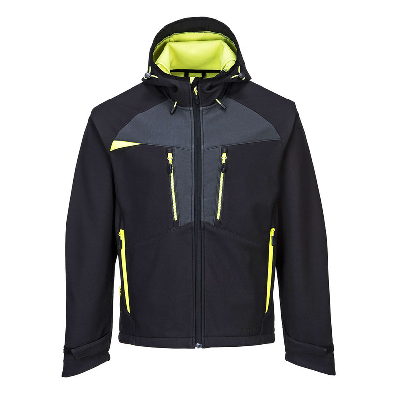 Black Portwest DX4 Softshell 3L jacket designed for durability and weather resistance.