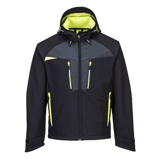 Black Portwest DX4 Softshell 3L jacket designed for durability and weather resistance.