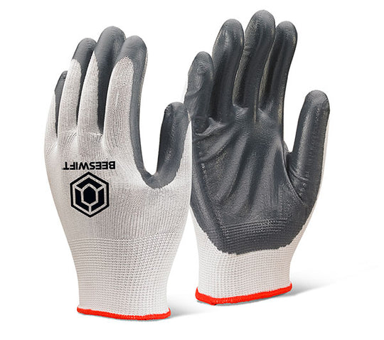 Beeswift Nitrile Palm Coated Polyester Gloves - (Pack of 10)