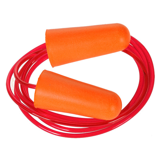 Orange Portwest EP08 corded PU foam ear plugs.