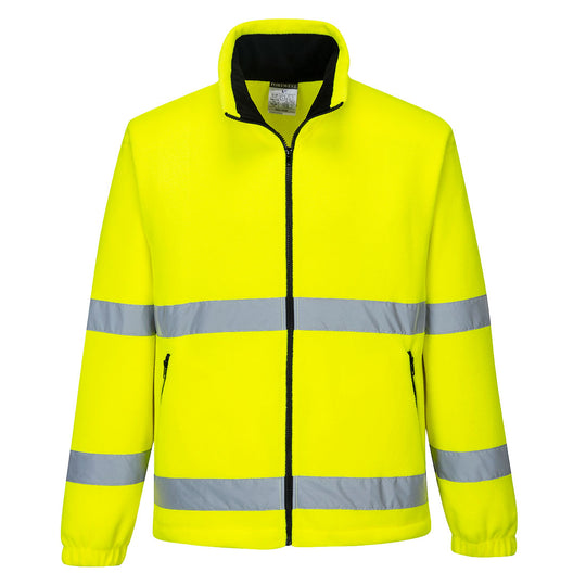 Yellow high-visibility Portwest Essential Fleece for warmth and crucial visibility in low light.