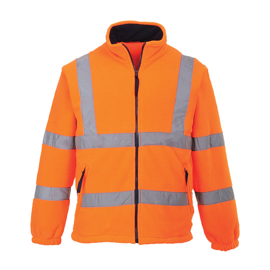 Orange high-visibility Portwest Fleece a warm and essential safety garment.
