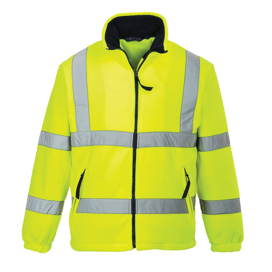 Yellow high-visibility Portwest Fleece ideal for outdoor work requiring warmth and visibility.