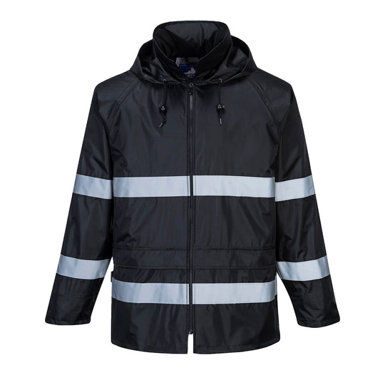 Black Portwest Classic Iona Rain Jacket combining waterproof protection with visibility.