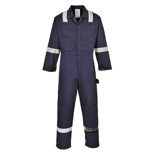 Navy blue Portwest Iona Coverall a durable and practical solution for various work environments.
