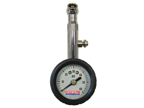 Faithfull Tyre Pressure Dial Gauge 60 psi