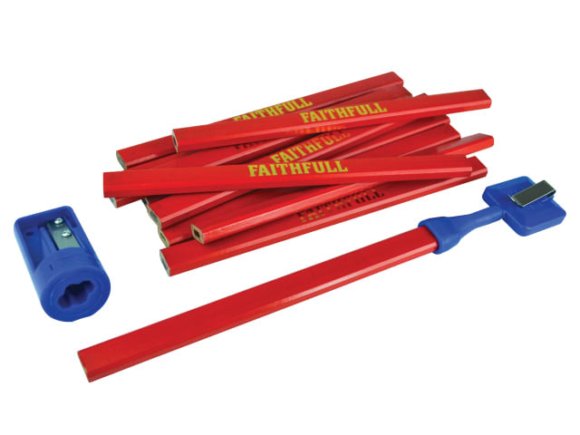 Faithfull Carpenter's Pencil Kit Red / Medium (Pack 12)