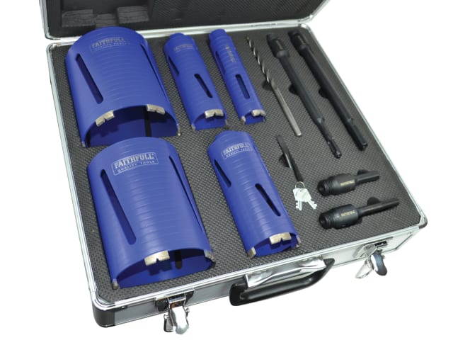 Faithfull Diamond Core Drill Kit & Case Set of 11