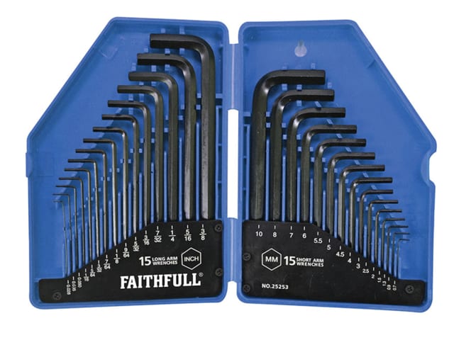 Faithfull Metric/Imperial Hex Key Set, 30 Piece