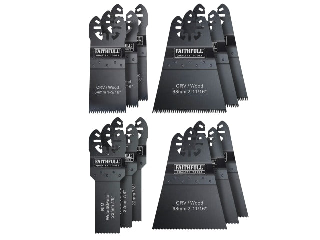 Faithfull Multi-Function Tool Blade Set, 12 Piece