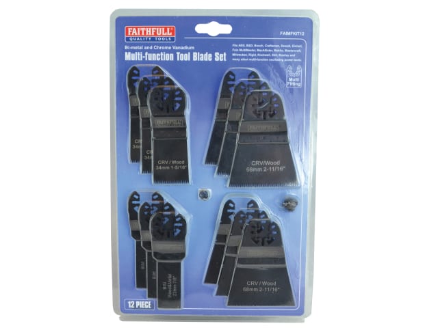 Faithfull Multi-Function Tool Blade Set, 12 Piece