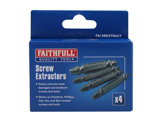 Faithfull Screw Extractor Set, 4 Piece
