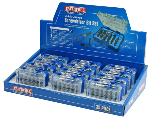 Faithfull Quick-Change Bit Set, 25 Piece
