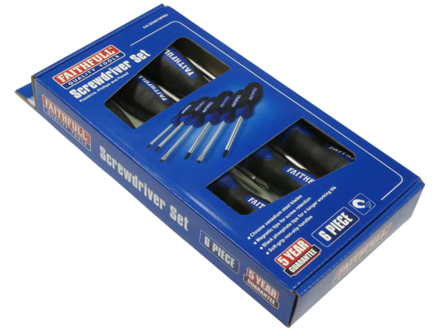 Faithfull Boxed Soft Grip Screwdriver Set, 6 Piece