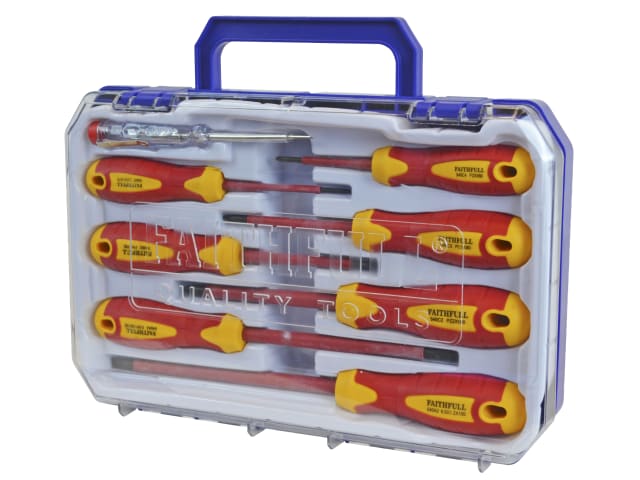 Faithfull VDE Soft Grip Screwdriver Set (Case), 8 Piece