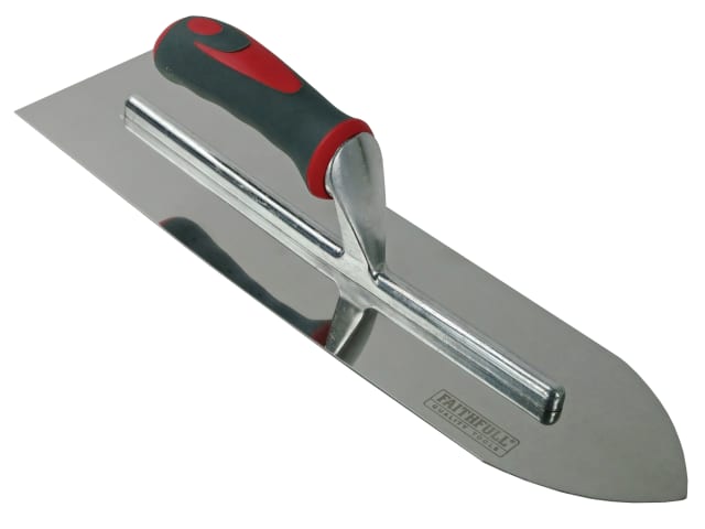 Faithfull Flooring Trowel Stainless Steel Soft Grip Handle 16 x 4in