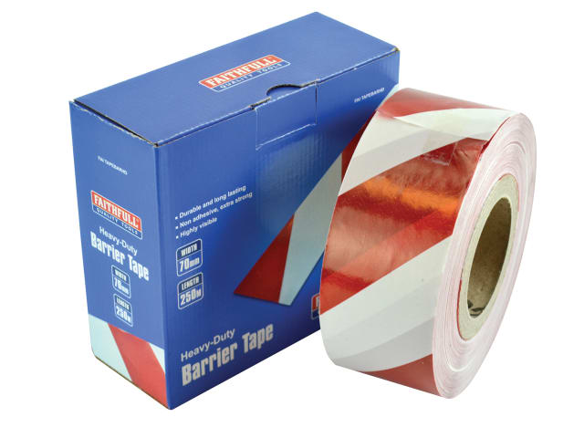 Faithfull Heavy-Duty Barrier Tape Red & White 70mm x 250m