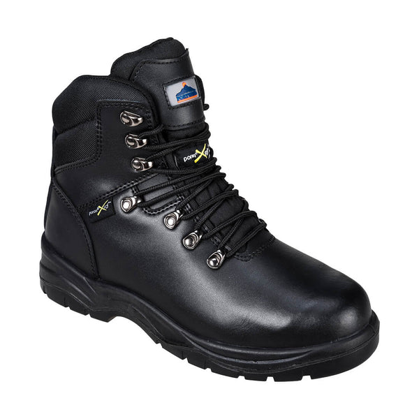 Black Steelite Met Protector boot with metatarsal guard and heavy-duty slip-resistant outsole.