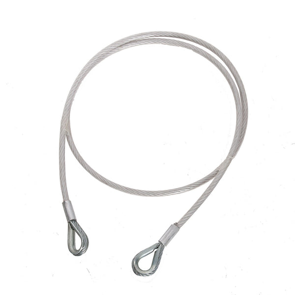 Silver cable anchorage sling, 1 meter, with reinforced loops for secure attachment.