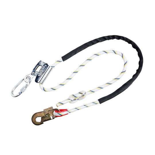 2m work positioning lanyard featuring adjustable grip and reinforced safety hooks