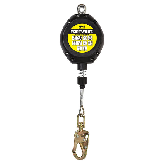 10m retractable fall arrest block with durable casing and secure hook for fall protection