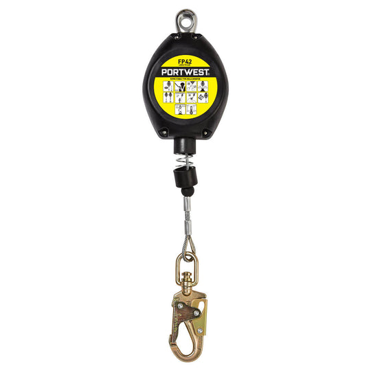 6m retractable fall arrest block featuring robust housing and safety hook