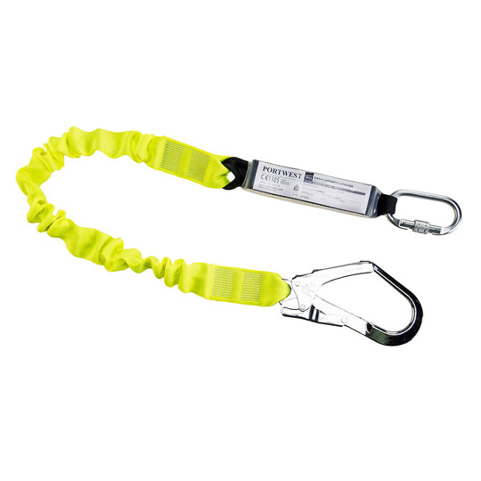 Single elasticated 1.8m lanyard with integrated shock absorber and safety hook