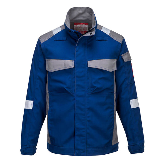 Red Portwest Bizflame Ultra Two-Tone Jacket designed for multi-hazard protection.