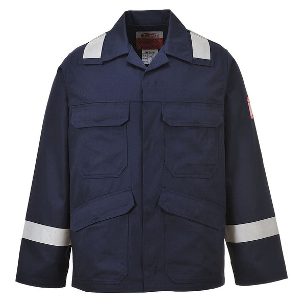 Navy Portwest Bizflame Plus Jacket offering advanced flame resistance and comfort.