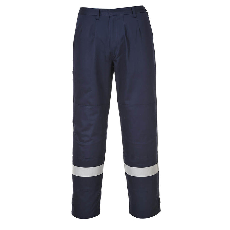 Tall fit studio shot of the navy Portwest Bizflame Plus Trouser