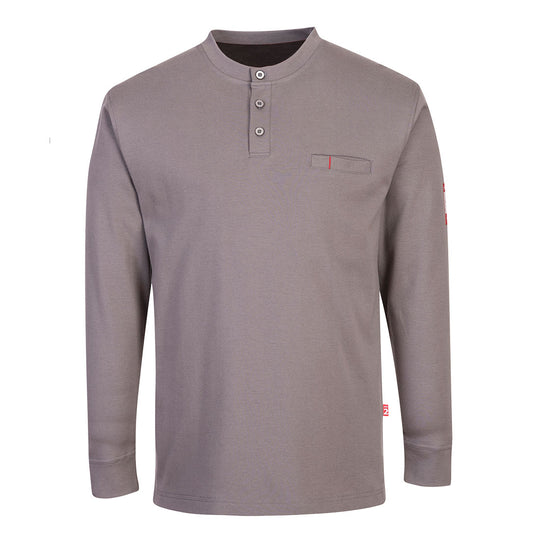 Portwest FR32 grey Henley shirt – flame-resistant anti-static workwear for professionals