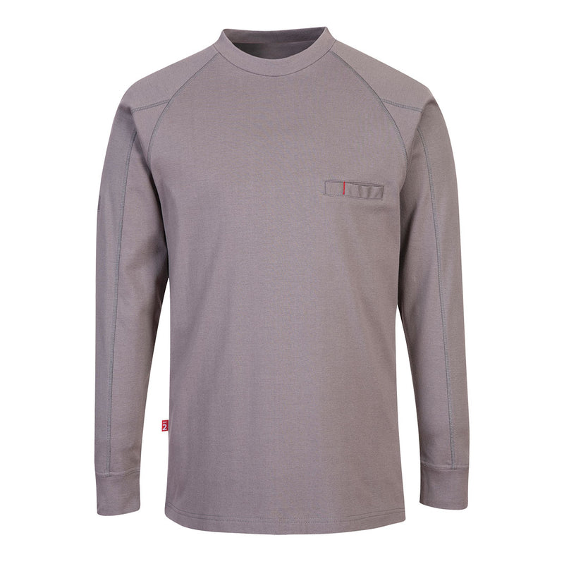 Portwest FR33 grey crew neck shirt – flame-resistant anti-static industrial base layer