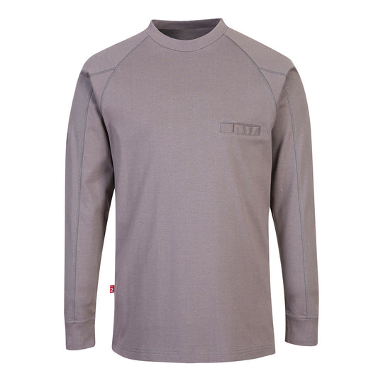 Portwest FR33 grey crew neck shirt – flame-resistant anti-static industrial base layer