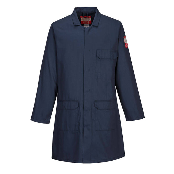 Portwest FR34 standard navy coat – Portwest flame-resistant long-length outerwear