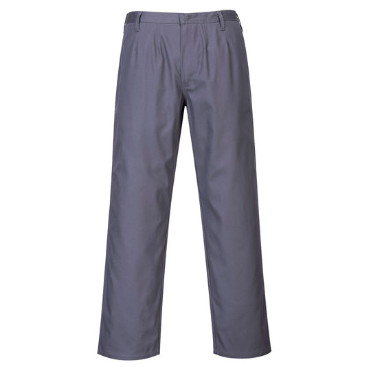 Grey Portwest Bizflame Pro Trousers shown in a studio shot.