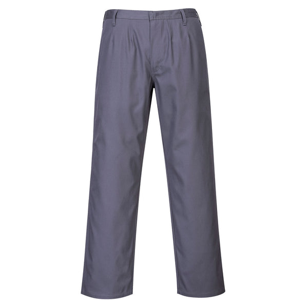 Grey Portwest Bizflame Pro Trousers shown in a studio shot.